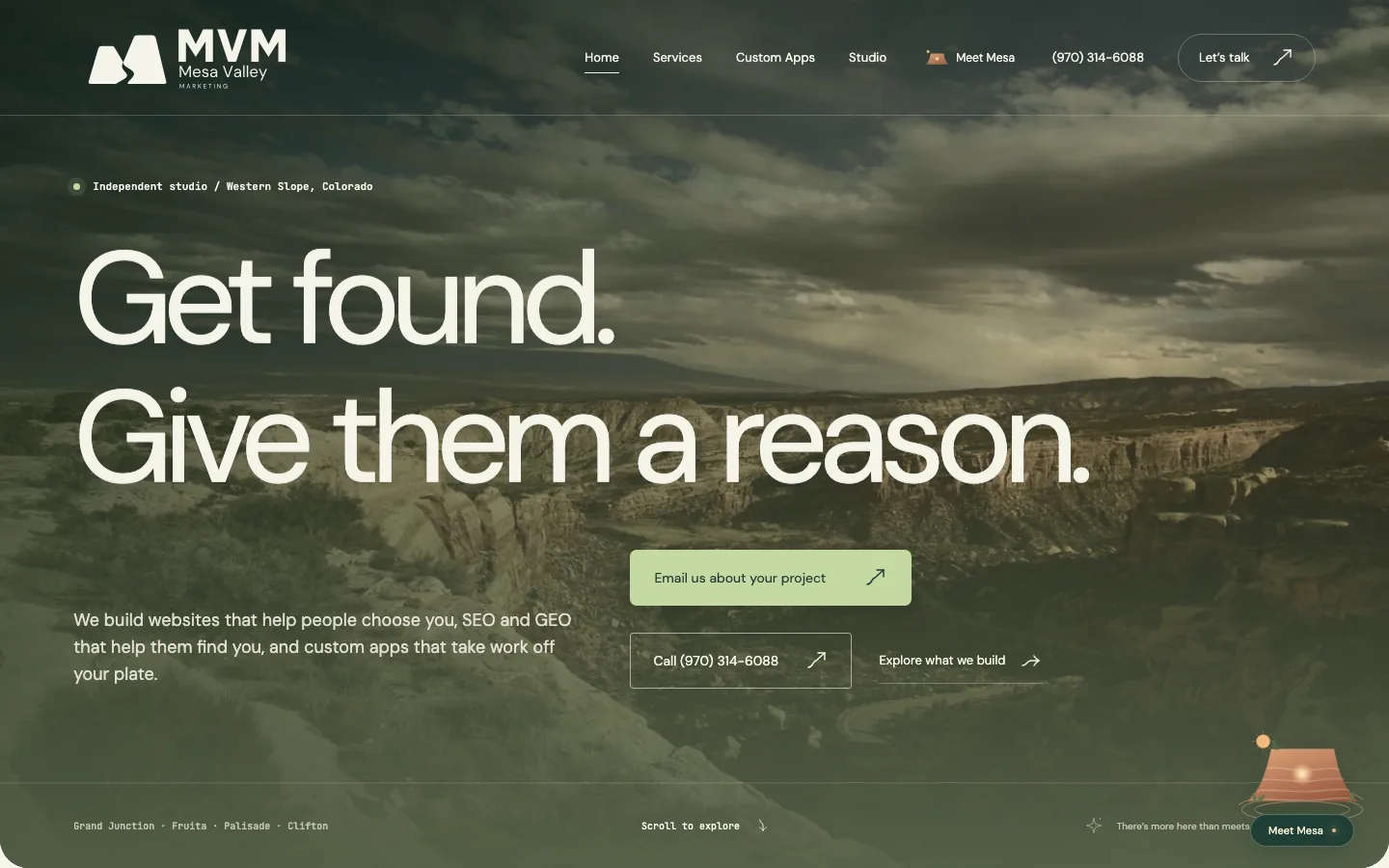 Our home page on a laptop, 1440 pixels wide, captured October 6, 2026