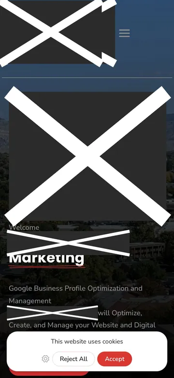 Firm A home page on a phone, with names, logos, phone numbers and faces covered