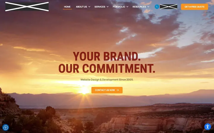 Firm C home page on a laptop, with names, logos, phone numbers and faces covered