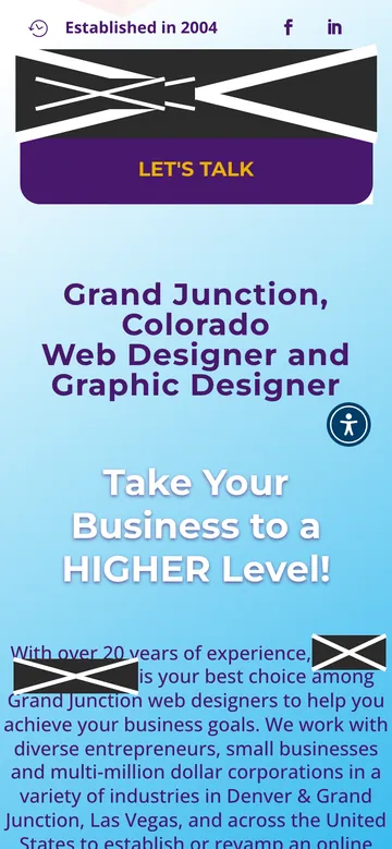 Firm G home page on a phone, with names, logos, phone numbers and faces covered