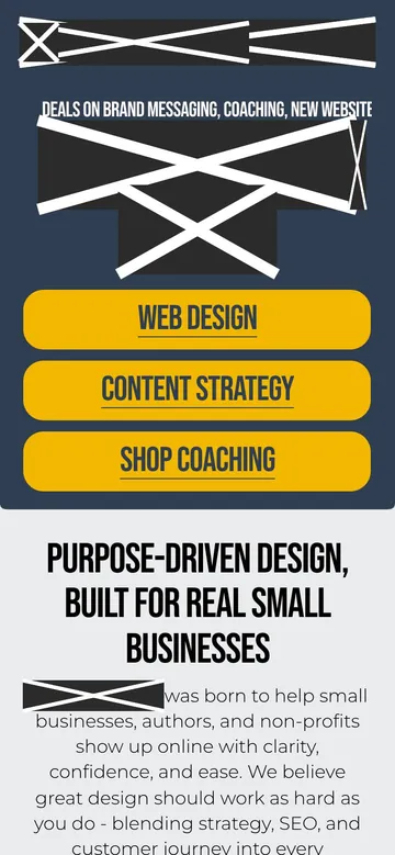Firm I home page on a phone, with names, logos, phone numbers and faces covered