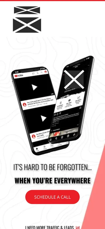Firm J home page on a phone, with names, logos, phone numbers and faces covered