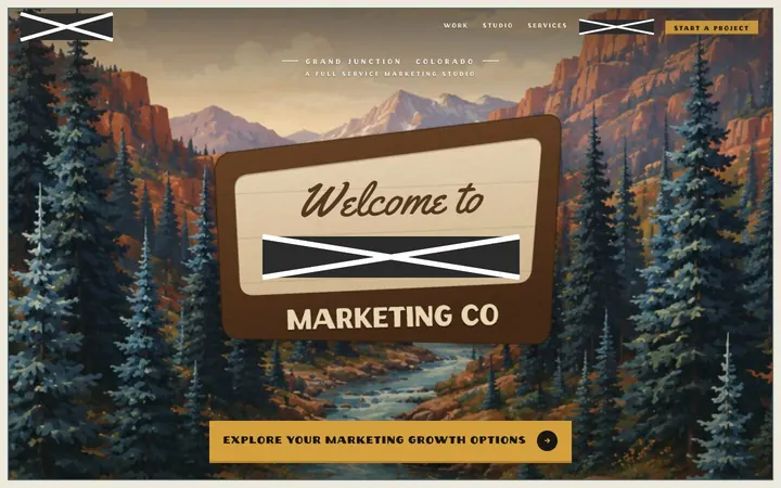 Firm O home page on a laptop, with names, logos, phone numbers and faces covered